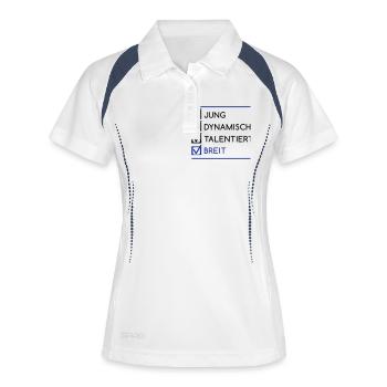 jung_dynamisch_talentiert_breit__f2 - Frauen Polo atmungsaktiv - Weiß/Navy - Vorne