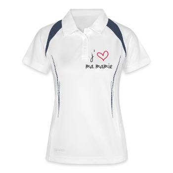 j'aime ma mamie - Polo respirant Femme - blanc/marine - Devant