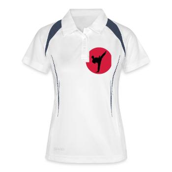 Kampfsport, Kick - Frauen Polo atmungsaktiv - Weiß/Navy - Vorne