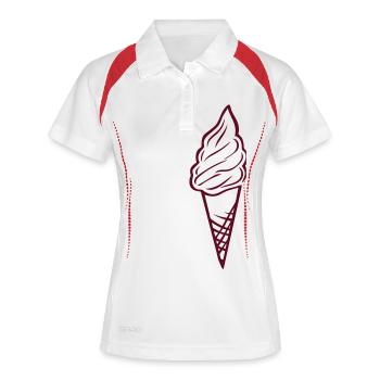 Eis Eis-Kegel 183 - Frauen Polo atmungsaktiv - Weiß/Navy - Vorne
