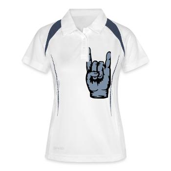 Hand signal Heavy Metal Logo - Women's Polo breathable - white/navy - Front