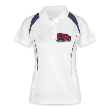 Steak saftig blutig Grillmeister - Frauen Polo atmungsaktiv - Weiß/Navy - Vorne