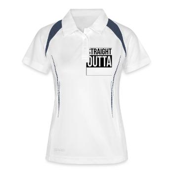 STRAIGHT OUTTA - free Text - Frauen Polo atmungsaktiv - Weiß/Navy - Vorne