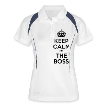 Keep calm I'm the BOSS - Polo respirant Femme - blanc/marine - Devant