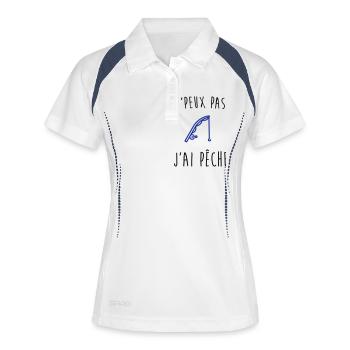 j'peux pas j'ai peche - Polo respirant Femme - blanc/marine - Devant