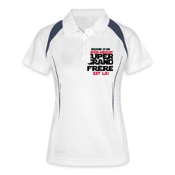 super grand frère est là - Polo respirant Femme - blanc/marine - Devant