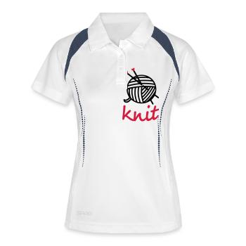 Knitting wool knitting needles knit motif gifts - Women's Polo breathable - white/navy - Front