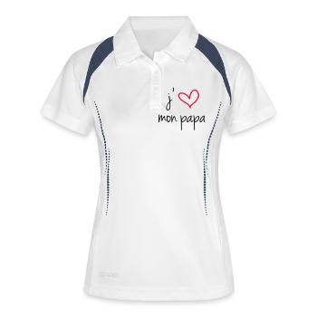 J'aime mon papa - Polo respirant Femme - blanc/marine - Devant