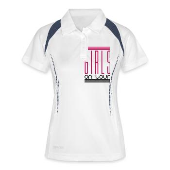 en tournée sur le week-end de week-end de conception de route filles - Polo respirant Femme - blanc/marine - Devant