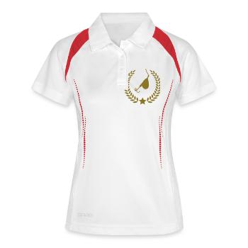 lorbeerkranz_spinner_angeln__f1 - Polo respirant Femme - blanc/marine - Devant
