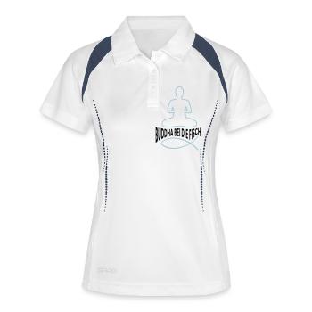 BUDDHA BEI DIE FISCHE - Frauen Polo atmungsaktiv - Weiß/Navy - Vorne