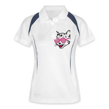 katze - Frauen Polo atmungsaktiv - Weiß/Navy - Vorne