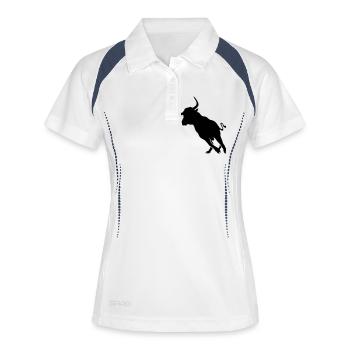 Stier - Frauen Polo atmungsaktiv - Weiß/Navy - Vorne