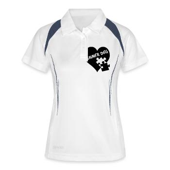 miss you / savner deg - Frauen Polo atmungsaktiv - Weiß/Navy - Vorne