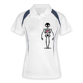 Skelett - Frauen Polo atmungsaktiv - Weiß/Navy - Vorne