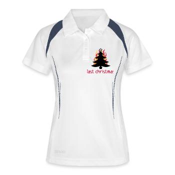 last christmas - Frauen Polo atmungsaktiv - Weiß/Navy - Vorne