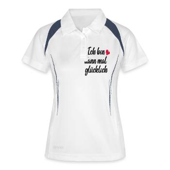 Ich bin dann mal glücklich - Frauen Polo atmungsaktiv - Weiß/Navy - Vorne