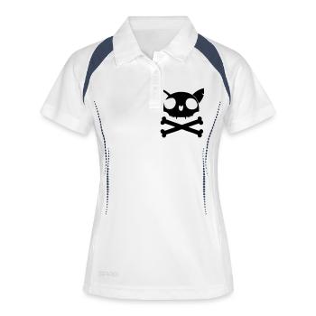 death_cat - Polo respirant Femme - blanc/marine - Devant