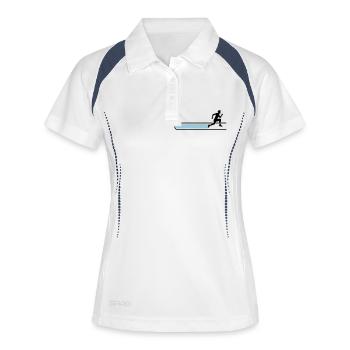 loading loading loading bar sport race sprinting f - Women's Polo breathable - white/navy - Front