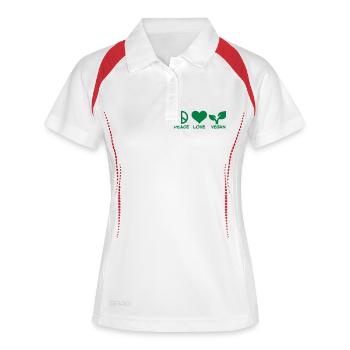 Peace love Vegan - Polo respirant Femme - blanc/marine - Devant
