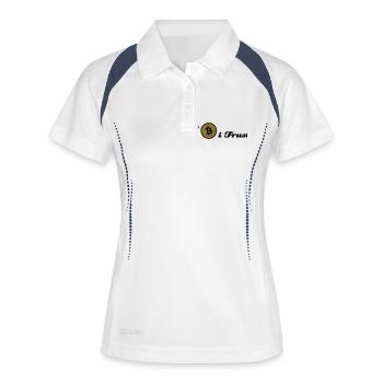 bitcoin, btc, in Bitcoin i trust - Polo respirant Femme - blanc/marine - Devant