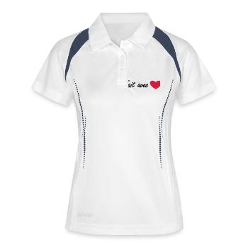 fait avec amour - Polo respirant Femme - blanc/marine - Devant