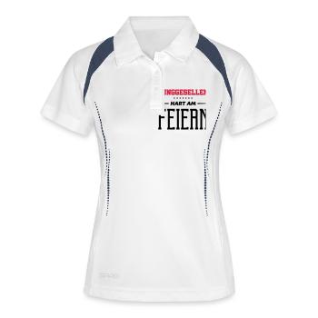 junggesellen hart am feiern - Frauen Polo atmungsaktiv - Weiß/Navy - Vorne