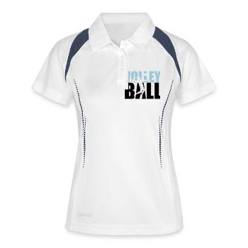 texte homme garçon sauter servir silhouette ombre - Polo respirant Femme - blanc/marine - Devant
