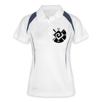 "Galactic Butterfly" / "Hunab Ku" - Frauen Polo atmungsaktiv - Weiß/Navy - Vorne