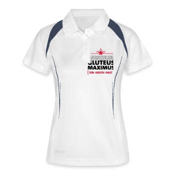 Ein Arsch halt - Frauen Polo atmungsaktiv - Weiß/Navy - Vorne