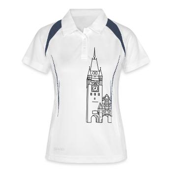 Martinstor Freiburg - Frauen Polo atmungsaktiv - Weiß/Navy - Vorne