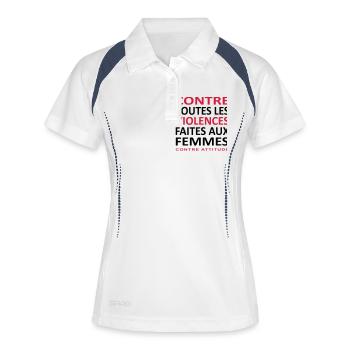 CONTRE TOUTES LES VIOLENCES FAITES AUX FEMMES - Polo respirant Femme - blanc/marine - Devant
