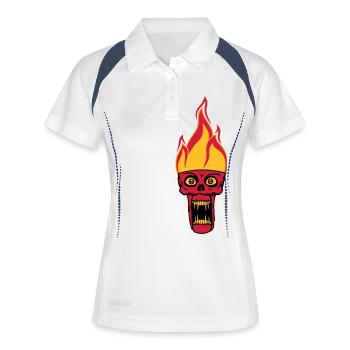 monster hoelle boese horror halloween kopf gesicht - Frauen Polo atmungsaktiv - Weiß/Navy - Vorne