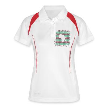Afrika Pixel Design - Frauen Polo atmungsaktiv - Weiß/Navy - Vorne