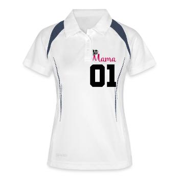 mama 01 - Frauen Polo atmungsaktiv - Weiß/Navy - Vorne