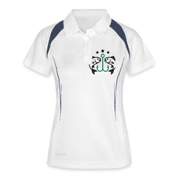 Angelhaken Fische - Frauen Polo atmungsaktiv - Weiß/Navy - Vorne