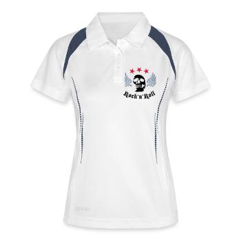 wingskull_092001_b_3c - Women's Polo breathable - white/navy - Front