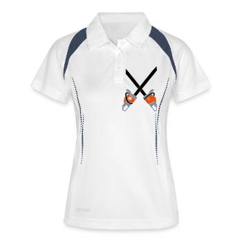 Kettensäge Wappen - Frauen Polo atmungsaktiv - Weiß/Navy - Vorne