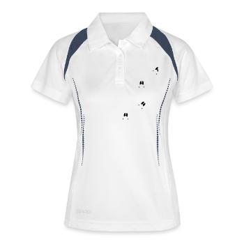 Wildschwein Wildsau Spur wild boar Wald Forst - Frauen Polo atmungsaktiv - Weiß/Navy - Vorne