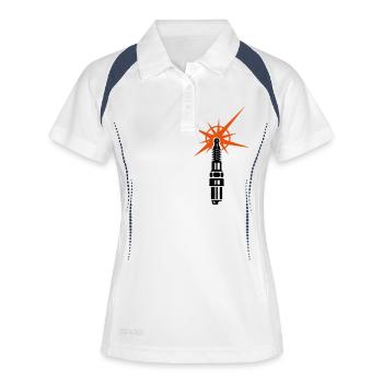 Zündkerze / spark plug (b, 2c) - Frauen Polo atmungsaktiv - Weiß/Navy - Vorne