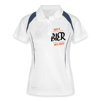 noch ein bier zackig - Frauen Polo atmungsaktiv - Weiß/Navy - Vorne