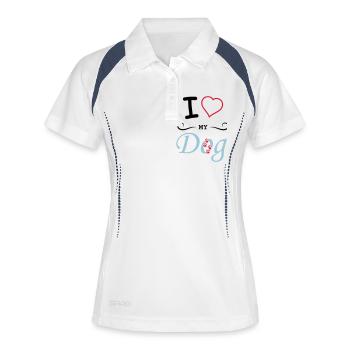 i love my dog - Frauen Polo atmungsaktiv - Weiß/Navy - Vorne