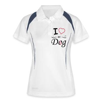 i love my dog - Frauen Polo atmungsaktiv - Weiß/Navy - Vorne