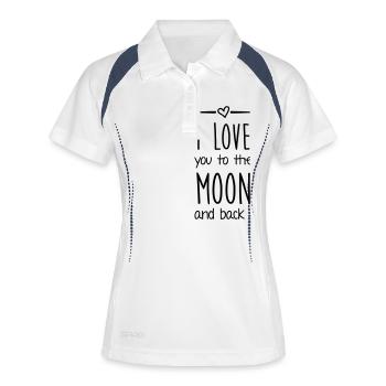 I love you to the moon - Frauen Polo atmungsaktiv - Weiß/Navy - Vorne