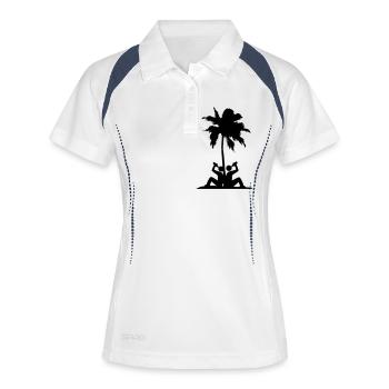 Mallorca Party Crew Palmen Design - Frauen Polo atmungsaktiv - Weiß/Navy - Vorne