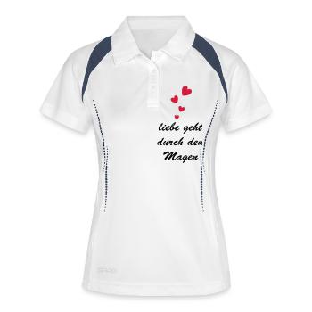 liebe geht durch den Magen - Frauen Polo atmungsaktiv - Weiß/Navy - Vorne