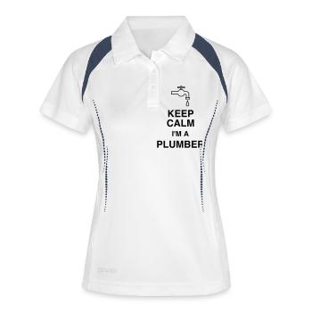 Klempner / Sanitär / Arbeit / Job - Frauen Polo atmungsaktiv - Weiß/Navy - Vorne