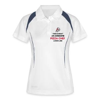 Pizza / pizzaiolo / Italien / Burger - Frauen Polo atmungsaktiv - Weiß/Navy - Vorne