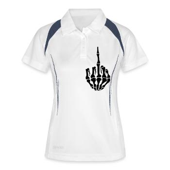 skull mittelfinger1 - Frauen Polo atmungsaktiv - Weiß/Navy - Vorne