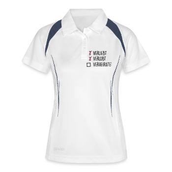 Verliebt verlobt verheiratet - Frauen Polo atmungsaktiv - Weiß/Navy - Vorne